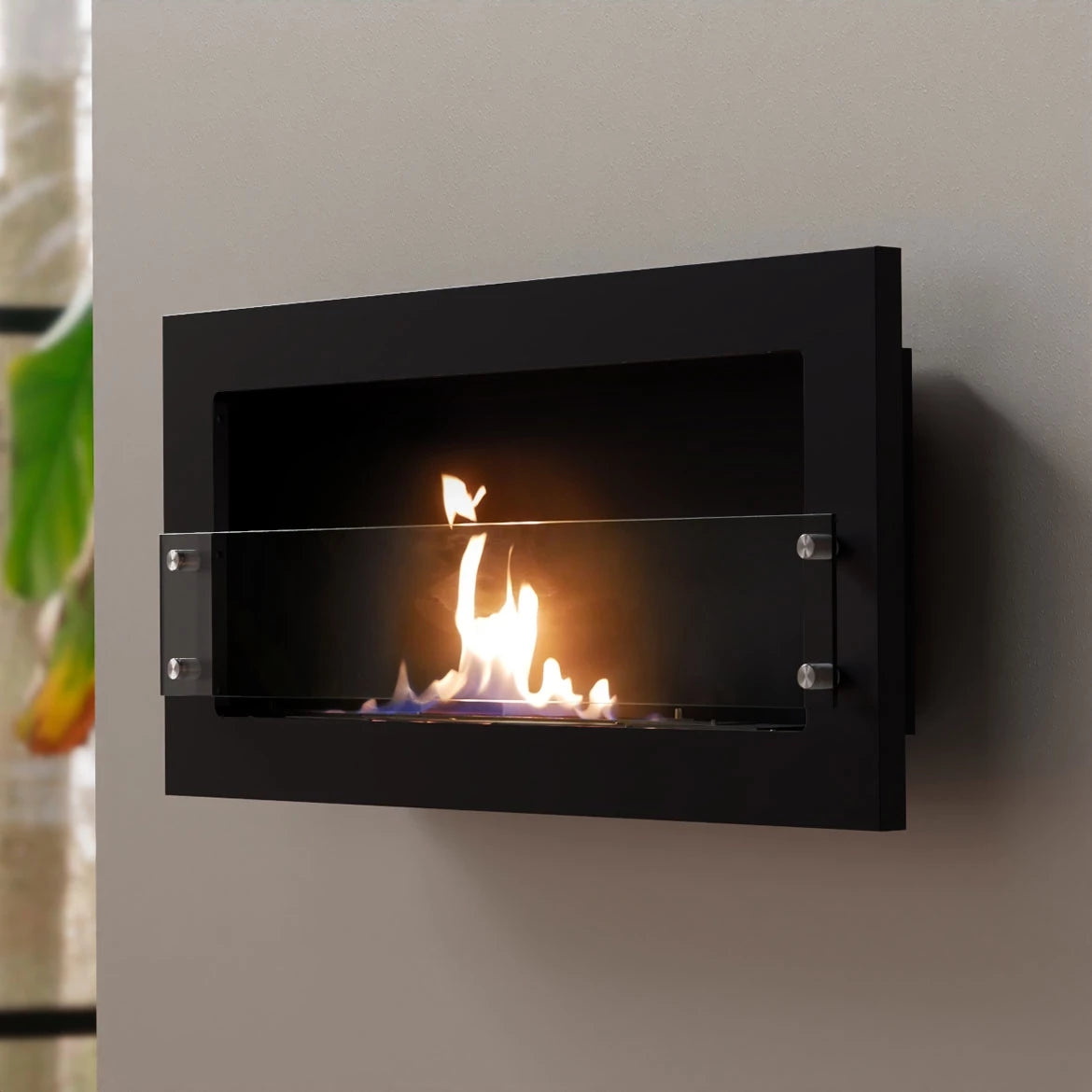 Scandi-Flame Alamo Texas Black Wall-Mounted Bioethanol Wall Fire
