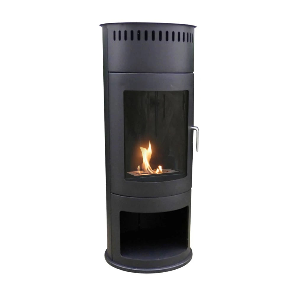 Scandi-Flame Washington Bioethanol Flueless Fire Real Flame Cylindrical Stove with Log Box