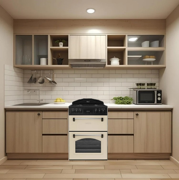 Classic Deluxe CLA60GA-DLX Cream Gas Double Oven 60cm Cooker with Cast Iron Grids