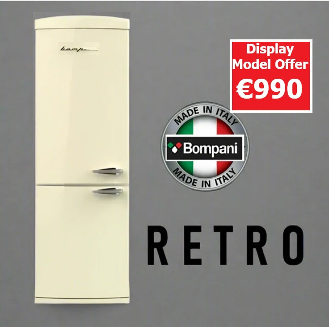 DISPLAY MODEL -Bompani BOCB606/C Frost Free Retro 50’s Cream Refrigerator 70:30 **DISPLAY MODEL**