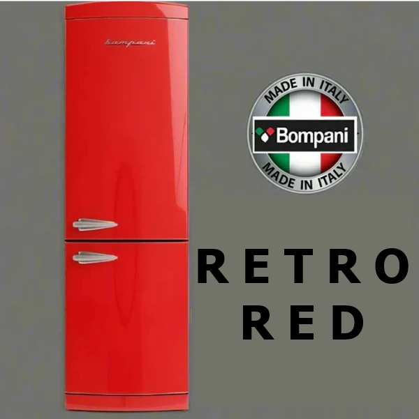 DISPLAY MODEL Bompani BOCB606/R Frost Free Retro 50’s Fiery Red Refrigerator 70:30 - 60x188.7x71 cm