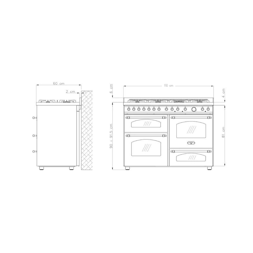 Lofra Dolcevita 110 RST116MFET+SMFT/2AEO Stainless Gas Dual Fuel Range Cooker 110cm