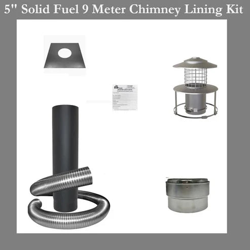 5kw Solid Fuel Stove & Chimney Lining Flue Kit Bundle - San Remo Wide Stove Bundle