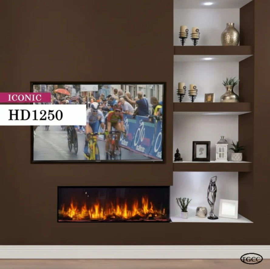 Solarflame Iconic 1250mm Electric Fire Optional EICONHD125 with Deluxe Log