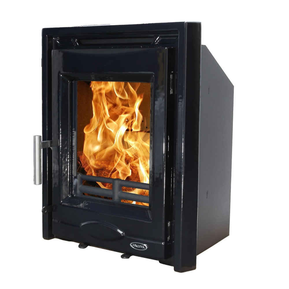 Portland 5 kw Multi-Fuel Solid Fuel Black Enamel Inset Cast Stove 4.6kw
