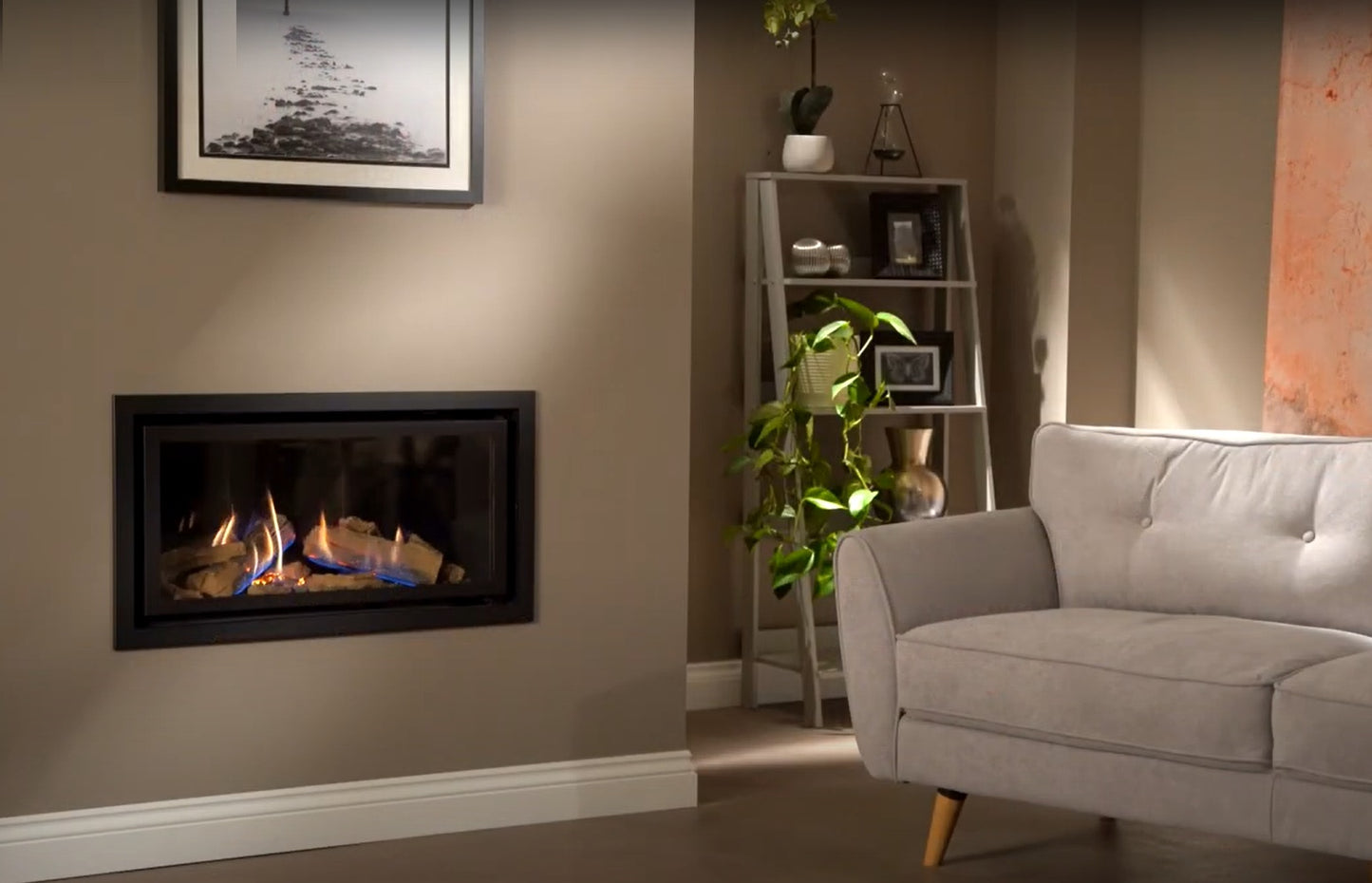 Wildfire Ravel 800 HE Log Effect Slide Control Conventional Flue Gas Fire with Edge Trim
