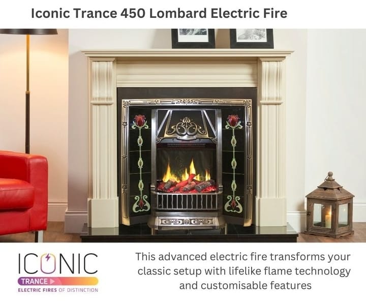 Iconic Trance 450 Log Effect Advanced Electric Fire for Cast Arched Fireplace THD450