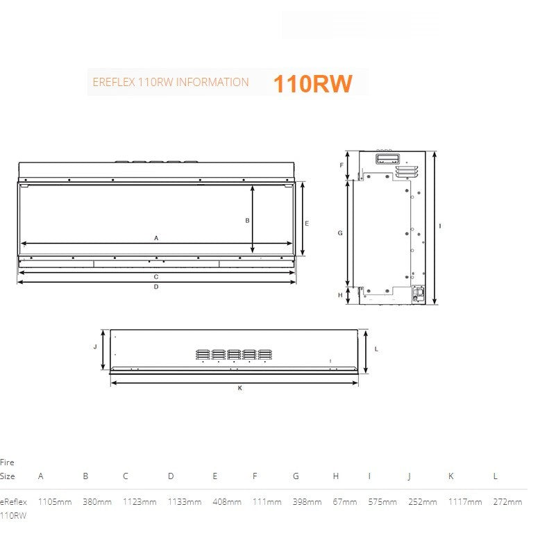 Gazco eReflex 110RW SPECIAL OFFER Multi Sided Fit (Special Limited Offer) 1100mm wide