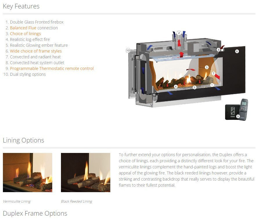 Gazco Studio 2 Duplex Balanced Flue Gas Fire with Edge Frame