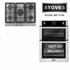 Gas Oven & Hob Pack Stainless Steel Stoves STBI900STA Built In Gas Double Oven With UBGGHDFFJ7 5-Ring Hob.