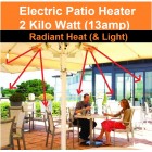DIMPLEX OPH20 2kW Electric Outdoor Patio Heater Radiant Heater & Light. 2 kw .13 amp fitting.
