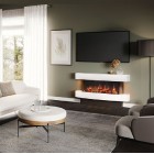 Gazco eStudio Elliptial Cerreto 140 Electric Floor Mounted Fire Suite, ideal pairing 65" TV Screen.