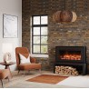 Gazco Liberty 85 eReflex Freestanding Stove Electric Fireplace - Fitted within a studio apartment brick wall setting