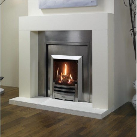 Gazco Logic HE CF Coal Gas Fire with Brushed Steel Arts Frame and Front