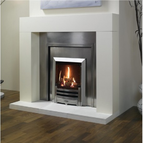 Gazco Logic HE CF Log Gas Fire with Brushed Steel Arts Frame and Front