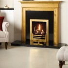 Gazco Logic HE CF Log Gas Fire with Brass Arts Frame and Front