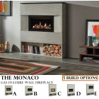 Feature Wall GAS Fireplace with Monaco S1 Slimline Log Effect Gas Fire (Outside Wall Required)