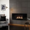 Gazco Studio 1 CF Modern Black Glass Log Effect Gas Fire with Tv Screen Fitted above it with protective mantel