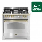LOFRA DOLCEVITA Steel90 RSG96GVGT/CI Italian Gas Range Cooker, Gas Fanned Oven & Grill, Stainless & Brass.