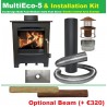 The Best Selling Solid Fuel Stove & Installation Kit, MultiEco 5 Standard Freestanding 6kw MultiFuel Stove (5kw)(