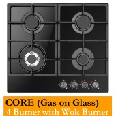 CORE4 4 Burner Black Glass Gas Hob