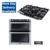 Gas Oven & Hob Pack - SGB700 Stainless Steel Built In Gas Oven & 5 Burner Black Glass Gas Hob
