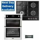 Oven & Hob Pack Stoves BI900STA Built Under Gas Double Oven With UBGOG60BK 4-Ring Hob