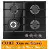 Gas Oven & Hob Pack - STBI900 Black Built In Gas Oven & 4 Burner Black Glass Gas Hob