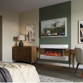 Gazco eStudio Arosa 140 Electric Wall Mounted Fire Suite, ideal pairing with a 65" TV Screen.