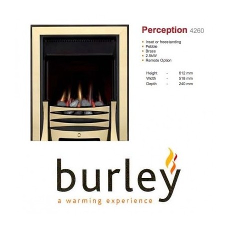 Flueless Gas Fire Burley Perception 4260b,4264BK,4267S, Inset Flueless Gas Fire (Brass)