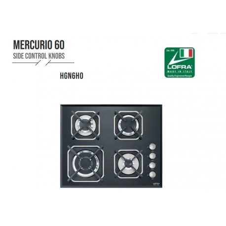 Mercurio 60 HGB6H0 Side Control Knobs 4 Burner Gas Hob