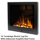Ecodesign Widescreen 22" Log Effect Antracite Steel Electric Fire - Log Effect Antracite Frame