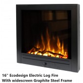 Ecodesign Widescreen Antracite Steel Frames Electric Fire - Log Effect Antracite Frame