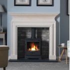 Penmann Gas Stove Log Burner Natural Gas -Black Cast Iron with Contemporary Base