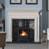 Penmann Gas Log Burner Natural Gas Stove -Black Cast Iron with Contemporary Base