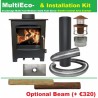 Comopact City Style Solid Fuel Stove & Installation Kit, MultiEco 5 Standard Freestanding 6kw MultiFuel Stove (4kw)