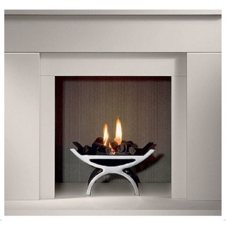 Aztec Natural Gas Basket Fire Modern Gas Fire Basket in polished cast iron.
