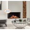 Gazco Reflex 105 Multi-Sided Gas Fire 2 sided left corner fitting in to white wall with log box fitting
