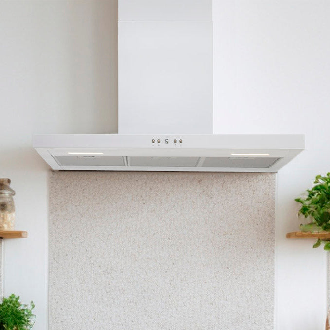 LaModa Brushless Slimline Flat Wall Mounted Linear Extractor Fan Cooker Hood Range Stainless Steel White