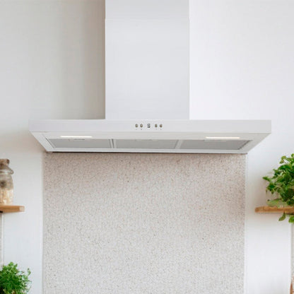 LaModa Brushless Slimline Flat Wall Mounted Linear Extractor Fan Cooker Hood Range Stainless Steel White