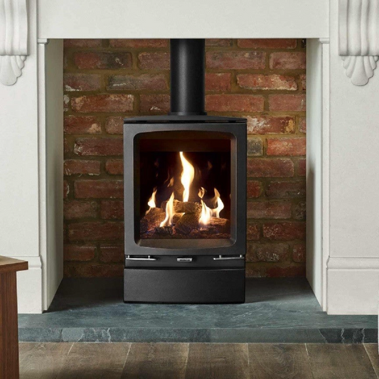 Gazco Vogue Midi Balanced Flue Log Gas Stove in Black