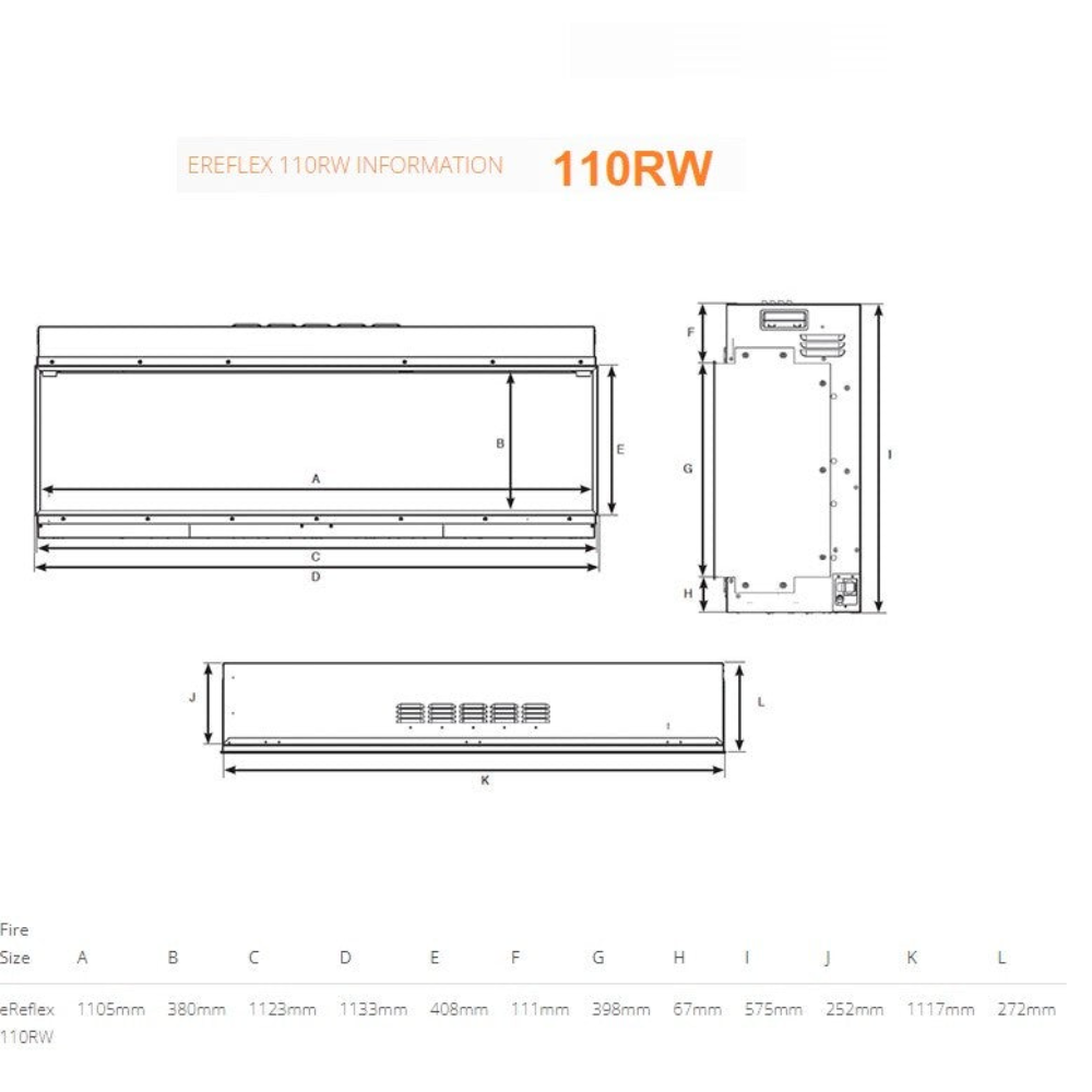 Gazco "NEW" eReflex 110RW Multi Sided Electric Log Effect Fire - 3 Sided Installation (Special Offer)