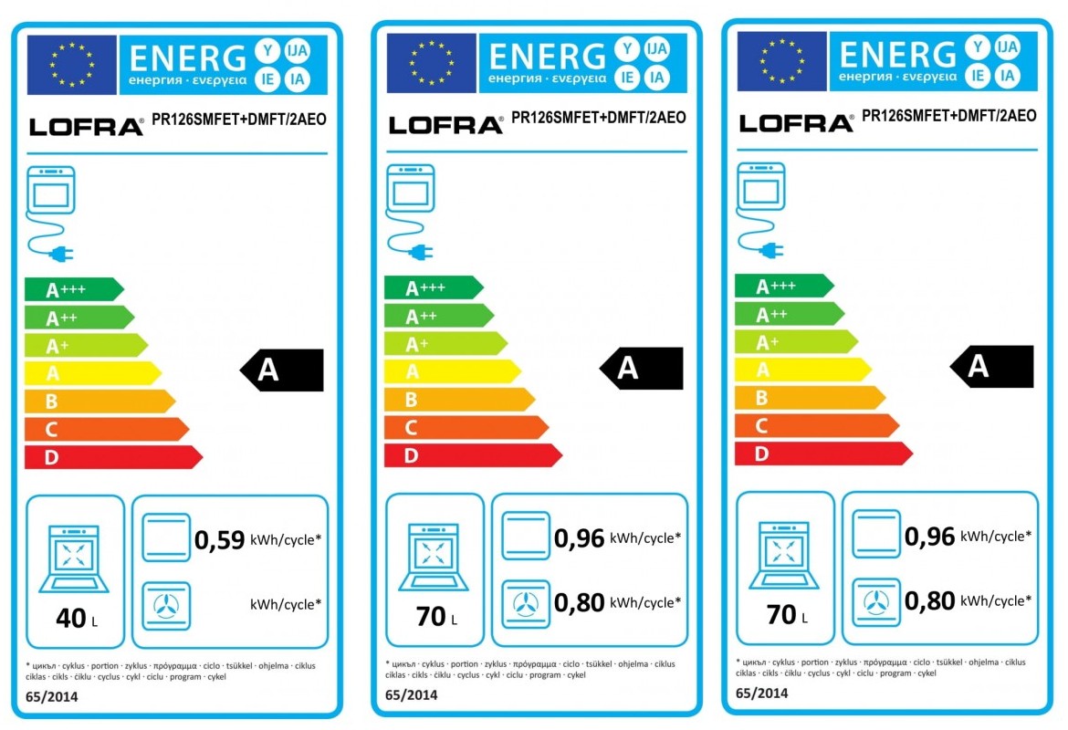 Lofra Dolcevita 120 RNM 126SMFE+DMFT 2AEO Gas Dual Fuel Range Cooker Energy Label