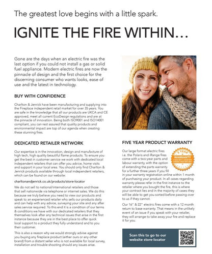 C&J Opulus Remote Controlled Electric Fire with LCD Digital "Real Flame" in Brushed Cast Iron