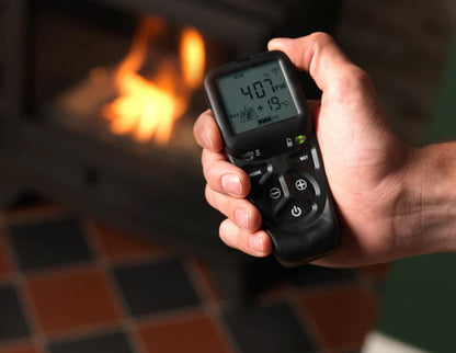 Penman Bassington Compact Log Effect Chimney Gas Stove Matt Black Skirted Leg