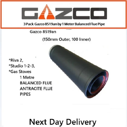 Gazco 8519an 1 Meter Balanced Flue Pipe 150mm Diameter - Anthracite 1000mm