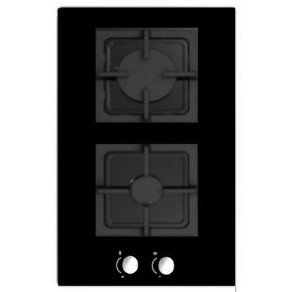 Gas 2 Burner Two Ring Dominiq Black Glass Gas Hob, (NEXT DAY SHIPPING)