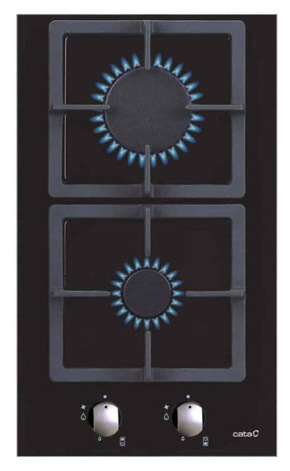 Gas 2 Burner Two Ring Dominiq Black Glass Gas Hob, NEXT DAY SHIPPING, LPG Convertible