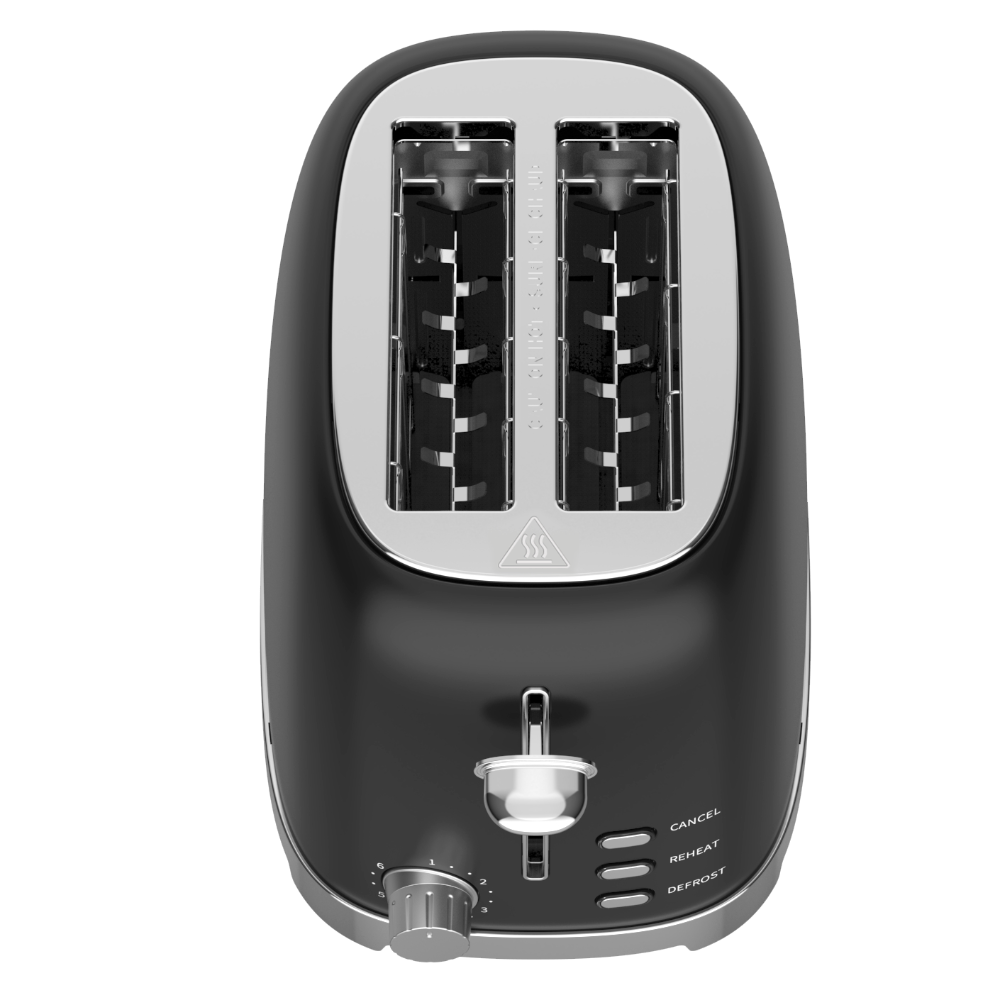 50's Lofra Retro Style 2 Slice Toaster Dolcevita Black | ITANM26E/1 Front On Controls Facing Top Down Look