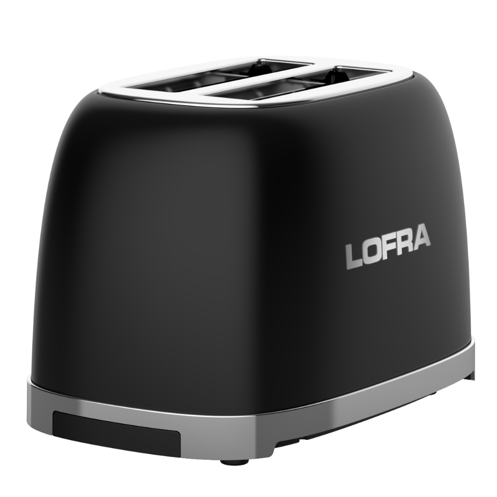 50's Lofra Retro Style 2 Slice Toaster Dolcevita Black | ITANM26E/1 Front On End Facing